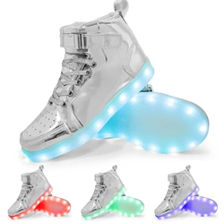 Children's Glowing LED Light-Up Sneakers with Luminous Sole - 30 (Silver)