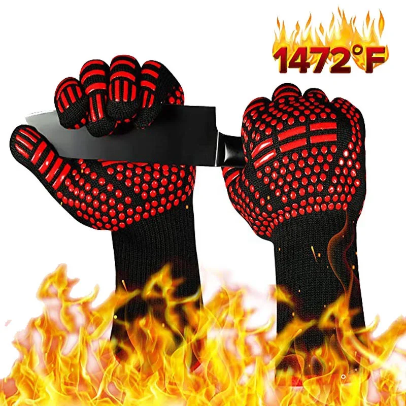 Description Picture 2 of itemBBQ Microwave Oven Gloves High Temperature Resistance Barbecue Mitts 800 Degrees Fireproof Anti Heat Insulation Glove for Baking