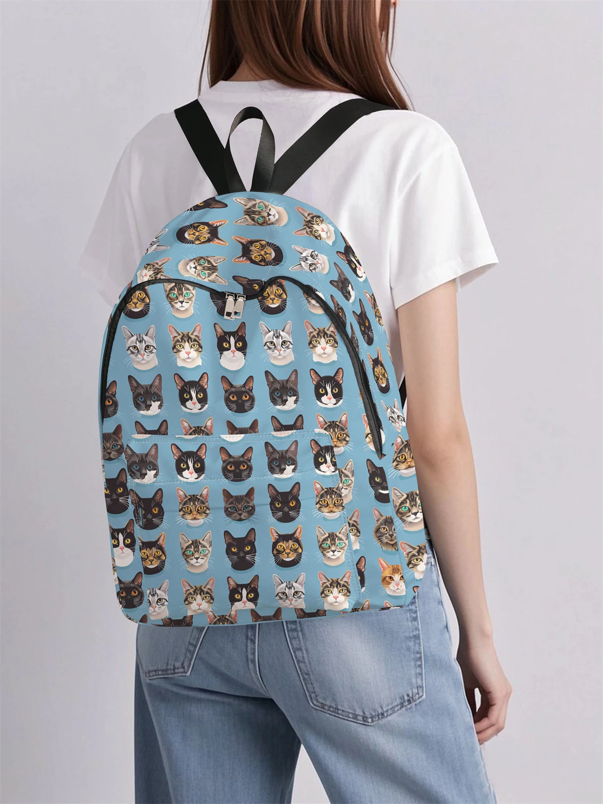 Cat pattern backpack, 2025 new model, casual travel backpack, lightweight and simple casual travel backpack