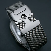 Bracelet en titane pour Apple Watch Ultra 3/2 49mm, IWatch série 11 10 9 8 7 6, boucle milanaise en titane naturel, boucle de Parachute 3