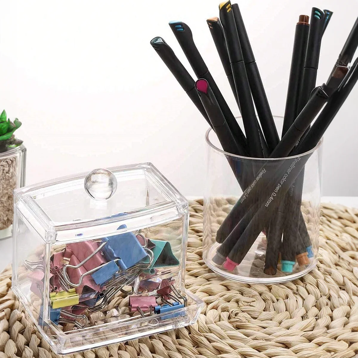 3pcs Clear Plastic Swab Dispenser and Qtip Holder for Bathroom - Storage Canister for Bath Salts, Rounds and More 3