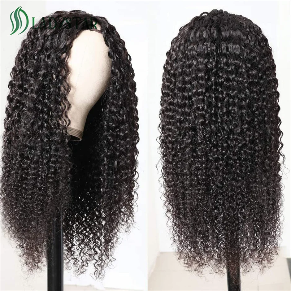 U Part Wig Human Hair No Leave Out Brazilian Water Wave Human Hair Wigs for Women U Part Deep Curly Wigs Glueless Wig