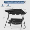 3-Seat Glider Porch Bench with Removable Cushion and Adjustable, Patio Swings 2