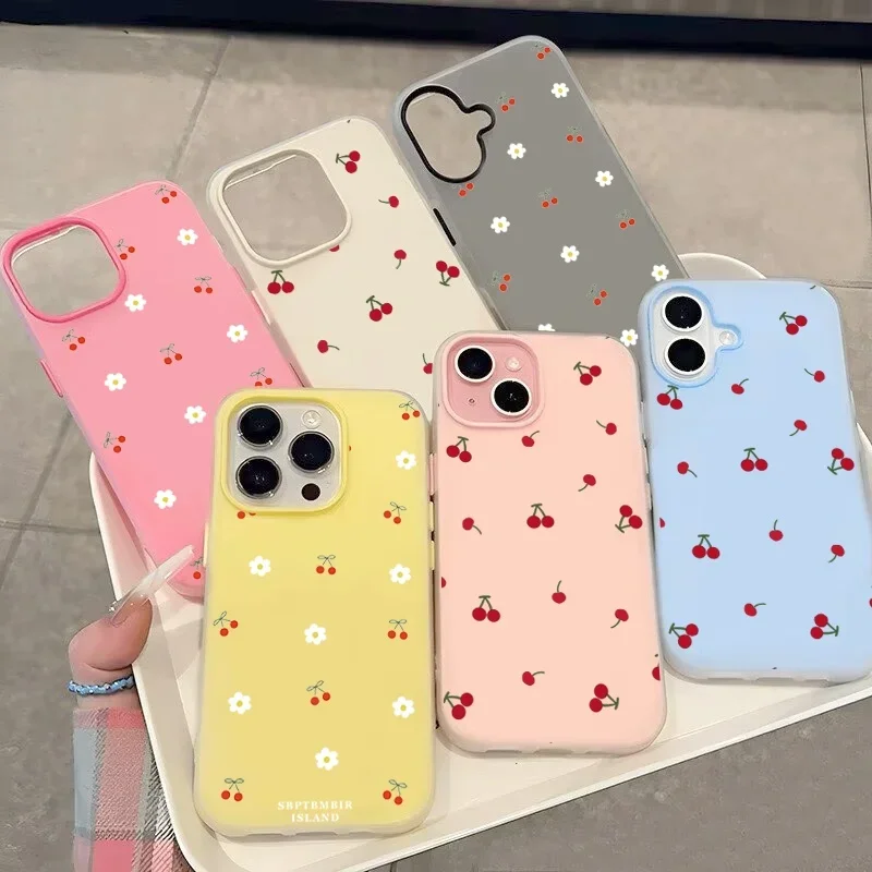 Bow Cherry Blossom Phone Case - Candy Color Jelly 2-in-1 Cover