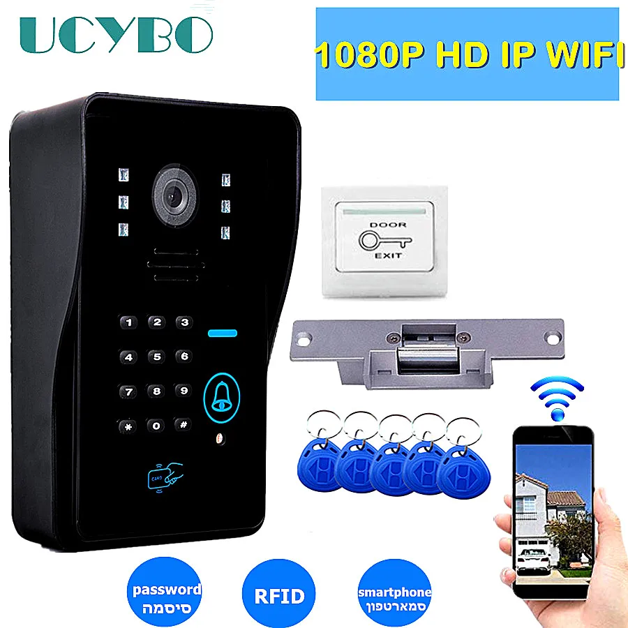 

IP-видеодомофон с Wi-Fi, 1080p, HD, ИК, RFID