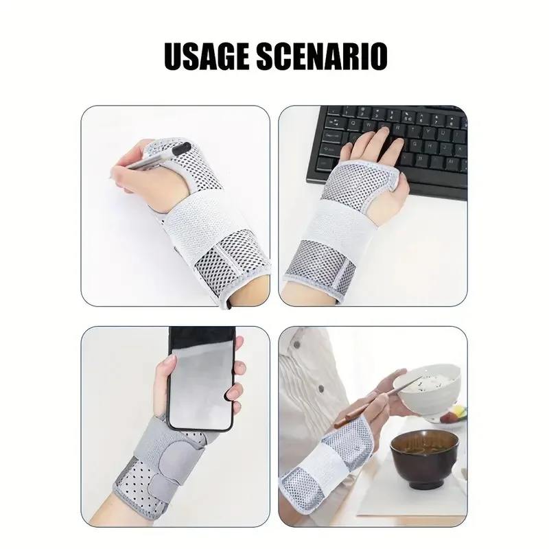 Description Picture 6 of item1pc Adjustable Wrist Brace, Night Support Wrist Band For Carpal Tunnel, Upgraded With Double Splint & Therapeutic Cushion