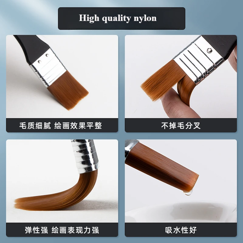 PHOENIX Flat Art Paint Brushes 1/3/5/8 Pcs Nylon Painting Brushes for Gesso, Acrylic, Watercolor, Wood, Wall, Furniture-Brush 2