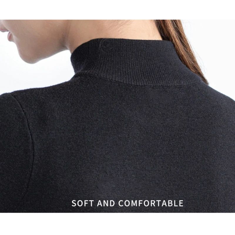 PGM Golf Women's Woven Dress Round Neck Sweater Slim Fit Autumn Winter Tennis Warm Skirt QZ093