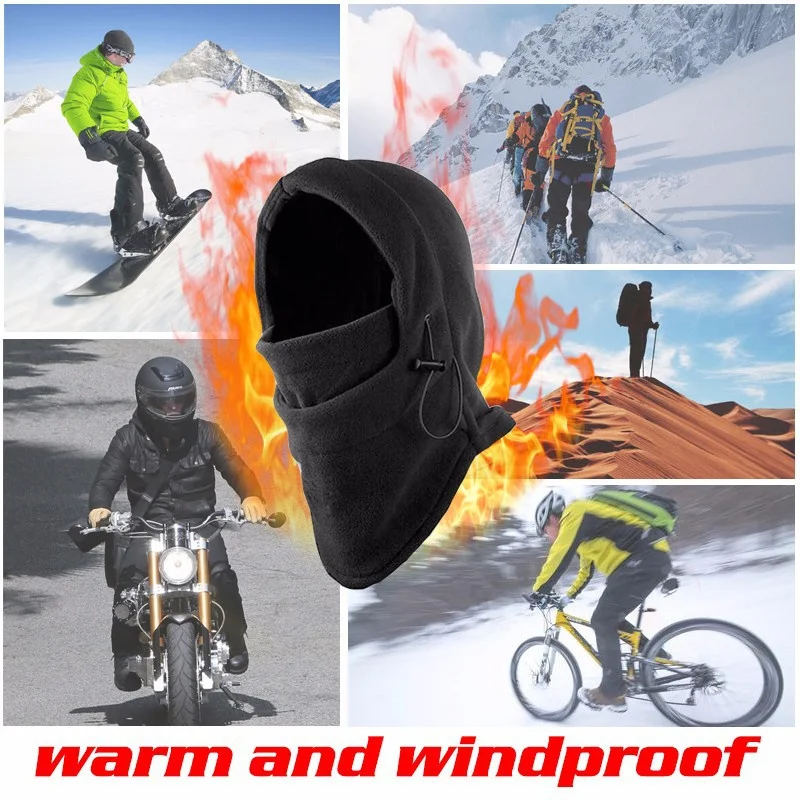 Winter Accessories Unisex Women Men Polar Fleece Hood Hat Casual Beanie Ski Snow Cap Snood Scarf Warmer Thermal