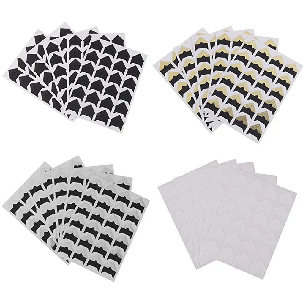 10x 10 Sheets Photo Corners Self Adhesive Stickers, Photo Mounting Paper Corner 