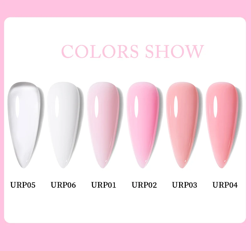 UR SUGAR 15ml Milky Jelly White Pink Extension Gel Set Nail Tips Glitter Hard Gel Semi Permanent Soak Off Nail Art Manicure Kit 2