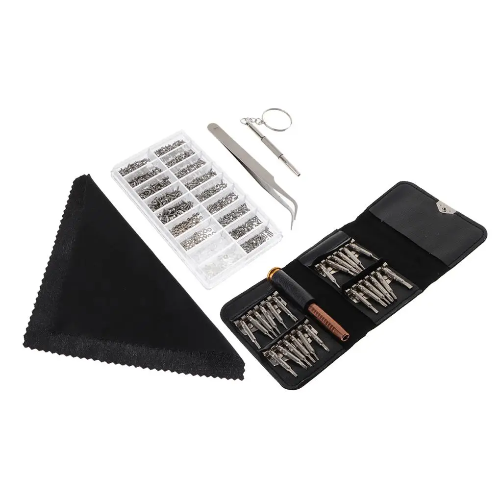 1000 Pieces Eyeglass Screws Repairing Tools with Cleaning Cloth