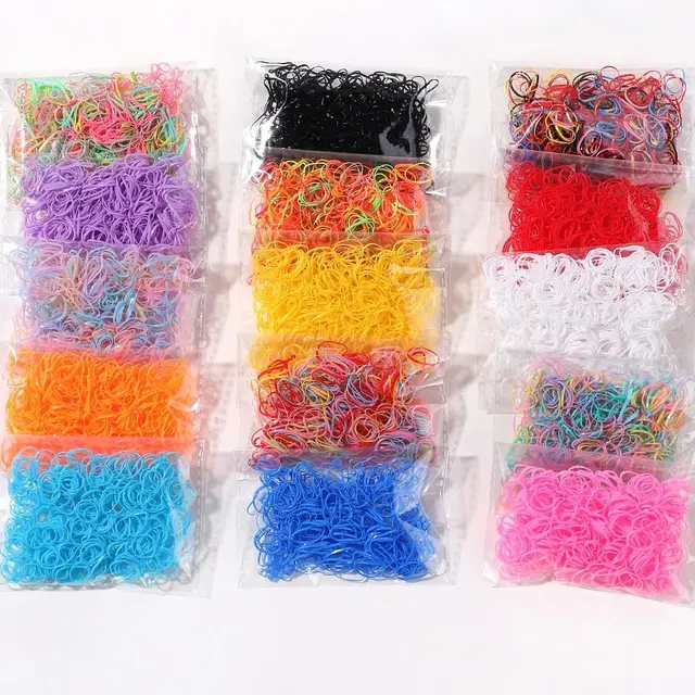 500/1000/2000pcs Girls Colourful Disposable Rubber Band Hair Ties Headband Children Ponytail Holder Bands Kids Hair Accessories 2