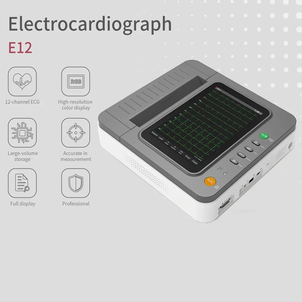 CONTEC Digital 12 Channel/Lead EKG+PC Sync software Color HD Display Touch Screen E12 Electrocardiograph ECG Machine