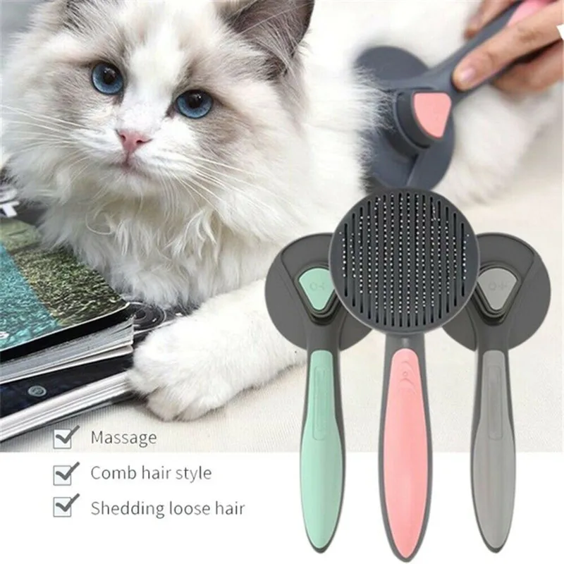 

Pet Grooming Comb Self-cleaning Comb Cat Needle Comb Remove Floating Hair Cat Comb Brush Pet Supplies One-click Hair Removal