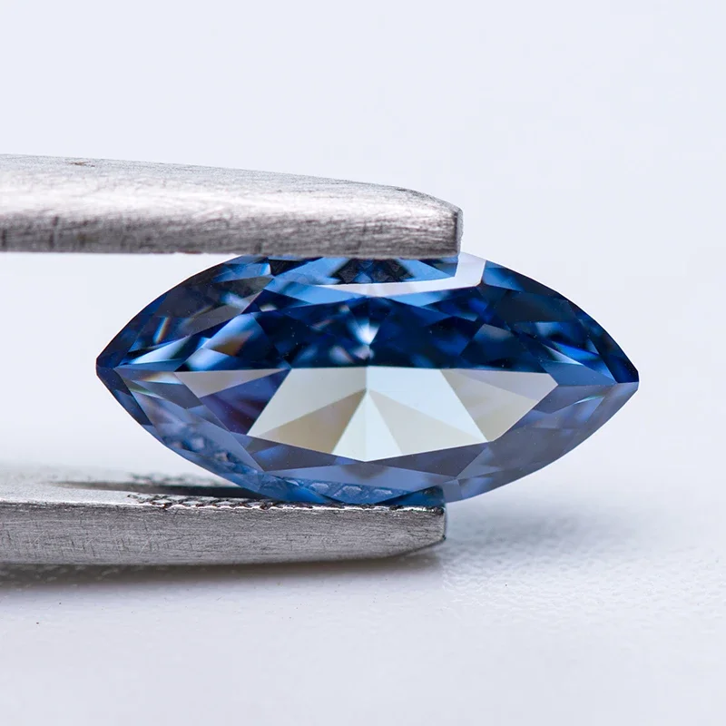 

Cubic Zirconia 5A Grade Marquise Shape Sapphire Blue Color 4k Crushed Ice Cut Charm Beads for DIY Jewelry Making Rings Materials