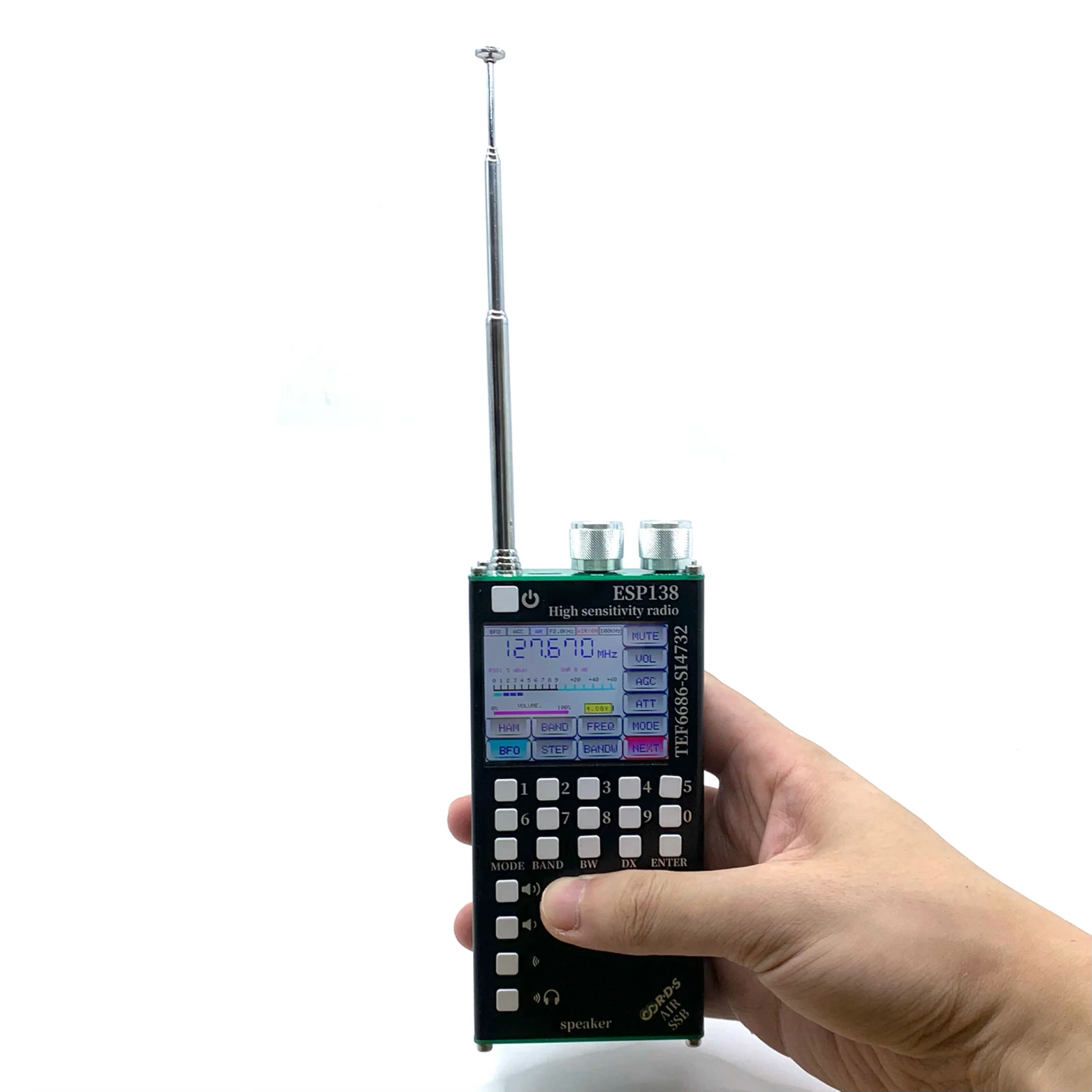 2-in-1 휴대용 라디오 ESP138 SI4732 TEF6686 풀 밴드 수신기 FM AM SSB 항공 밴드 블루투스 DSP 포켓 라디오 (야외용)