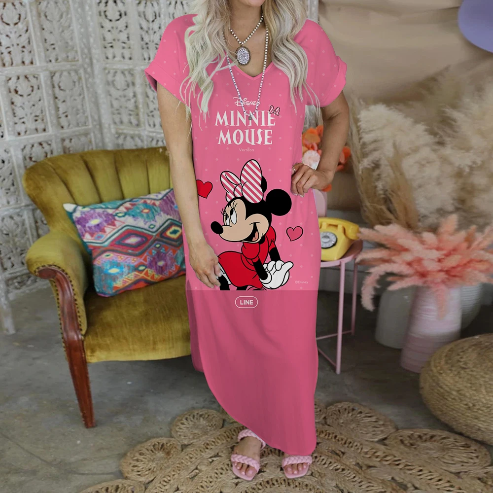 Gonna Divisa Abiti Eleganti Per Le Donne 2022 Disney Sexy Dress Fashion Print Mickey Robe Minnie Mouse Evening Party Casual Women'S