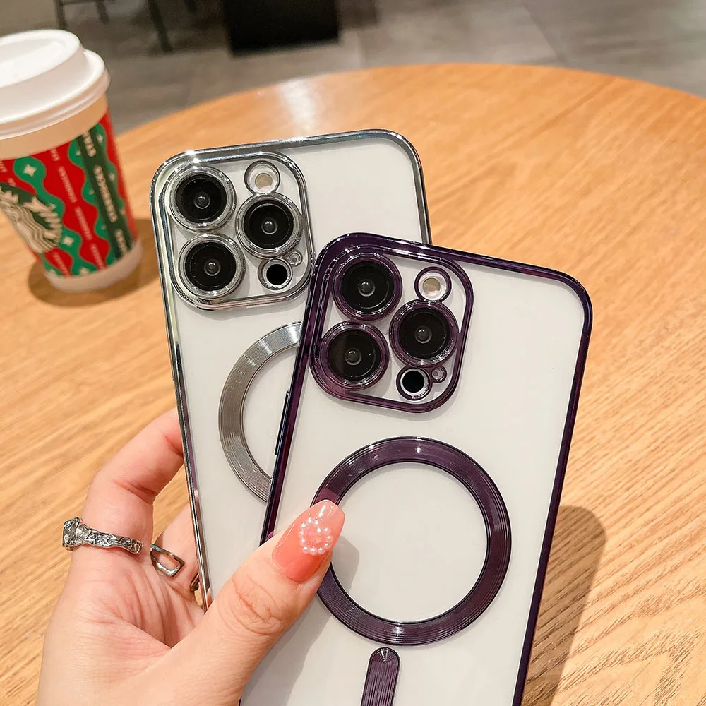 Luxury Shockproof Transparent Acrylic Magnetic Phone Case Cover