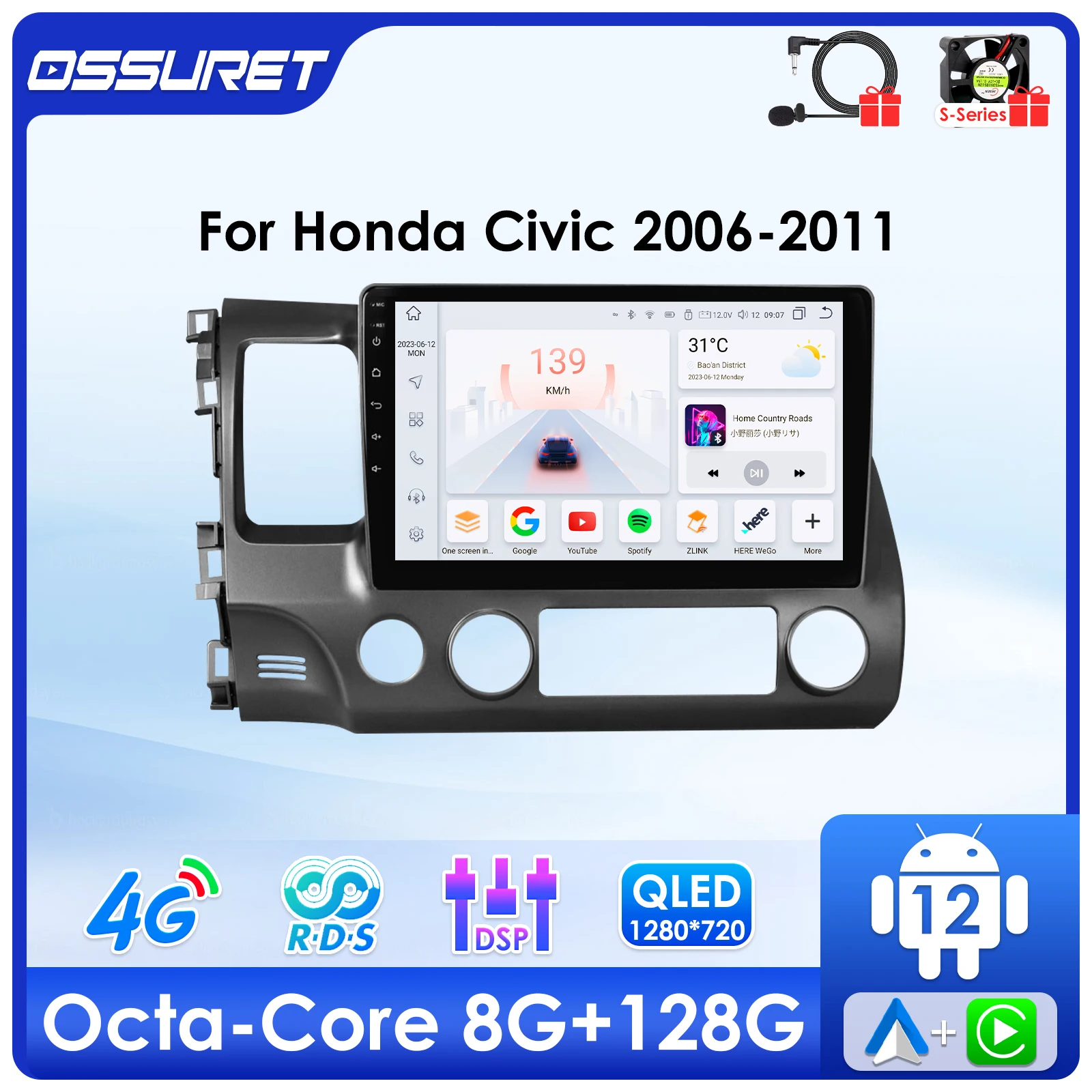2din Android Auto Car Radio For Honda Civic Multimedia Video Player 4G Carplay GPS navi Stereo 7862 HeadUnit