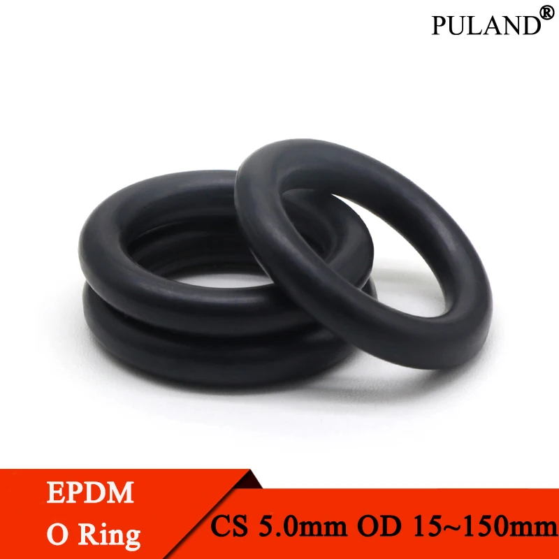 

10Pcs EPDM o Rings CS 5mm OD 15 ~ 150mm Acid and Alkali Resistance Water Resistance Friction Resistance o-ring Black