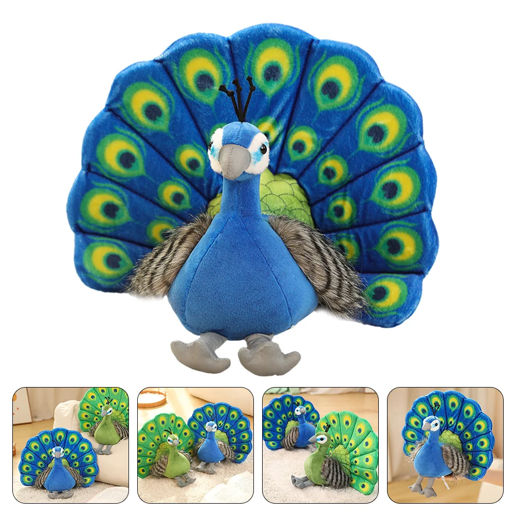 retro elegant animal peacock bath mat set watercolor floral leaves birds non slip doormat bathroom rugs carpet toilet lid cover 30cm Cartoon Peafowl Stuffed Animal Toys Lifelike Soft Plush Peacock Bird Toy For Kids Children Gifts