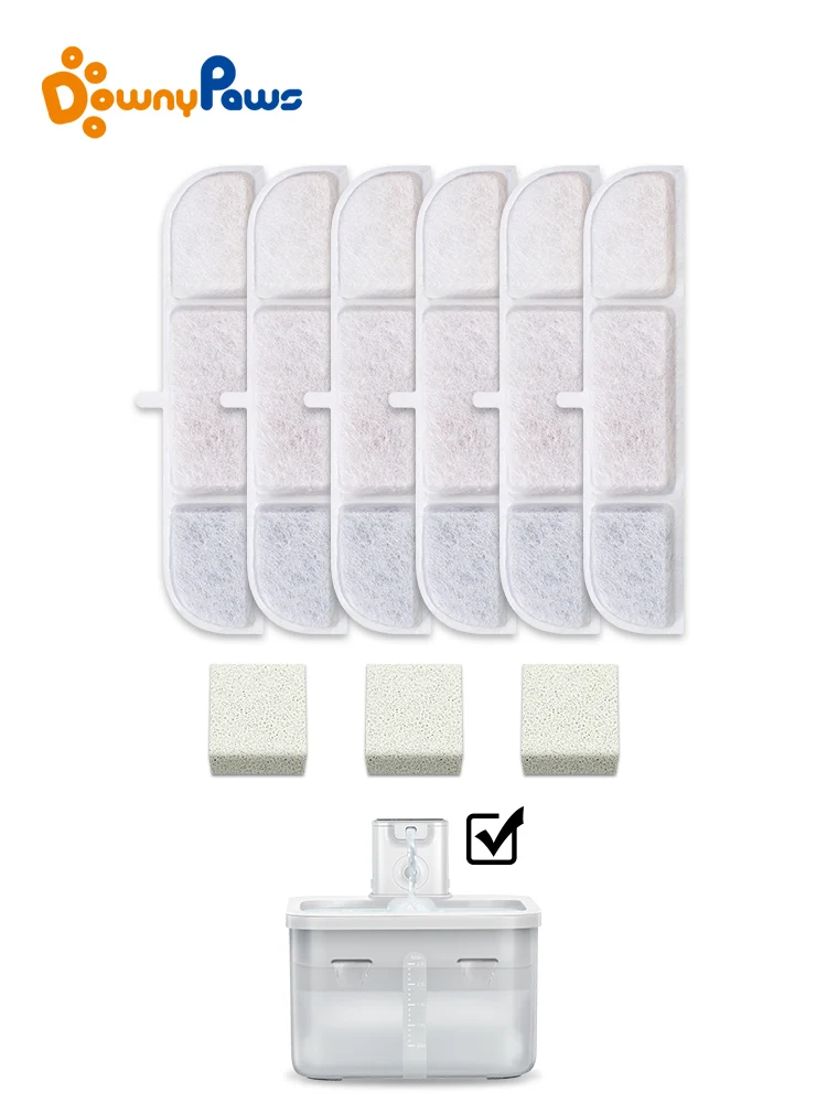 DownyPaws 6/12PCS Activated Carbon Filter For Cat Water Fountain WFP6 Replacement Filters For Pet Automatic Drinking Fountain