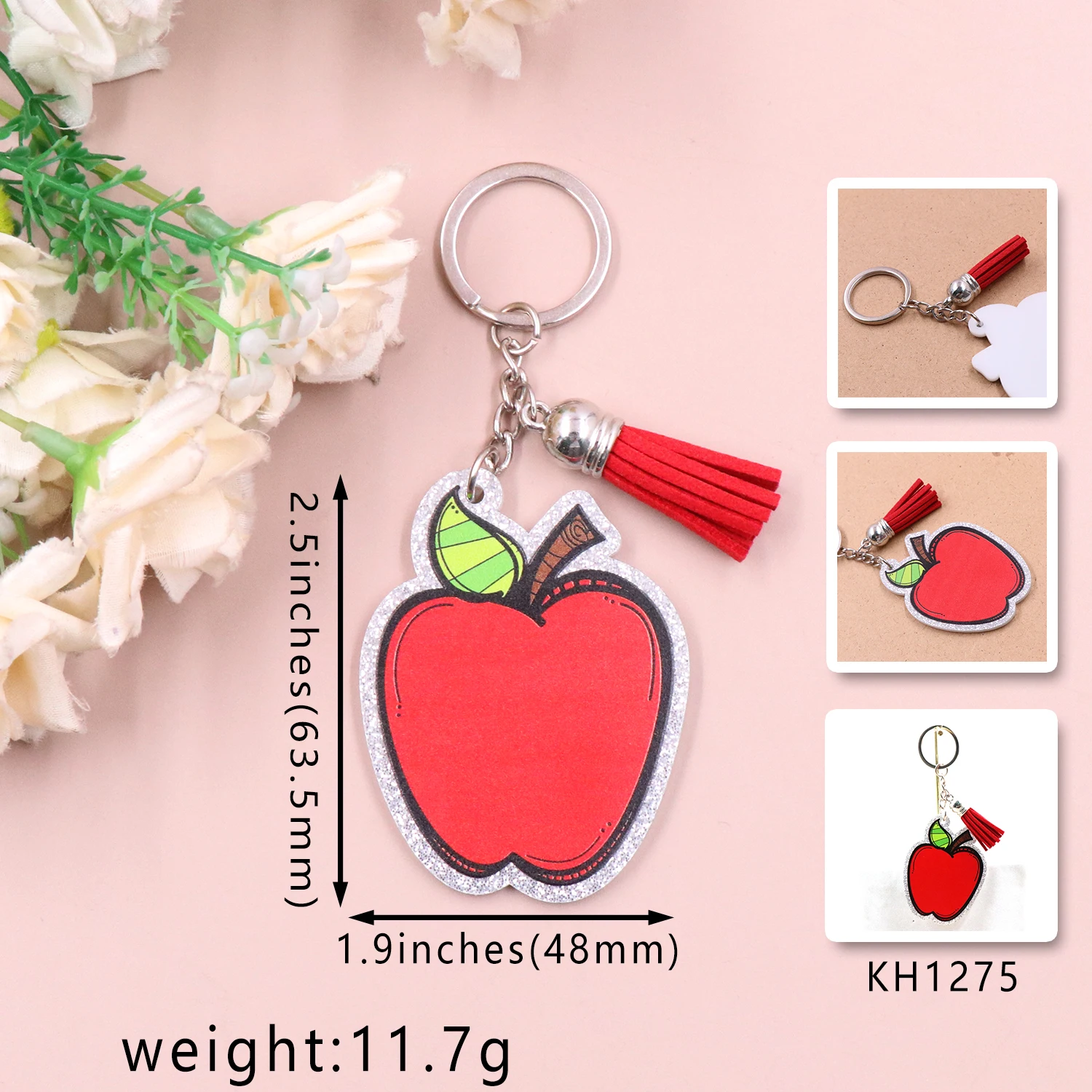 1 Stück neues Produkt cn Apfel trend ige Lehrer tag Geschenk gedruckt Acryl Schlüssel bund