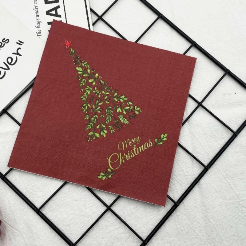 10/20 Stück 33 cm 2-lagige bunte bedruckte Servietten roter Weihnachtsbaum kreative Party-Dekoration Papier Tischdekoration Papier Tischsets – Detail 4