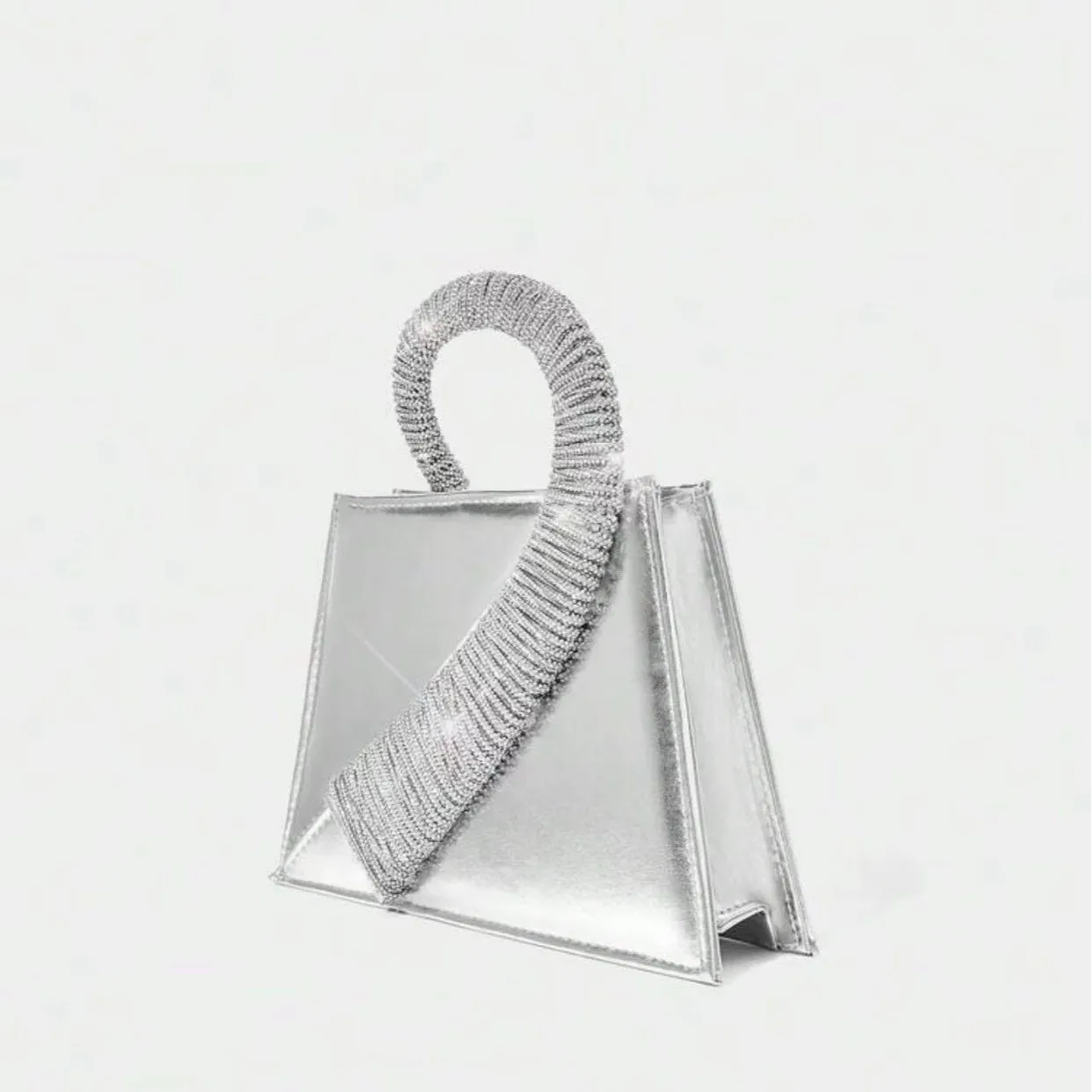 Women Fashion Handbag Luxury Satin Square Bag Wedding Party Clutch Purse Glitter Shiny Diamonds Handle Evening Bag Crossbody Bag