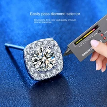 

Real Moissanite S925 Sterling Silver Earrings Women's Retro Style 0.5 Ct Moissanite Engagement Earrings Fine Jewelry