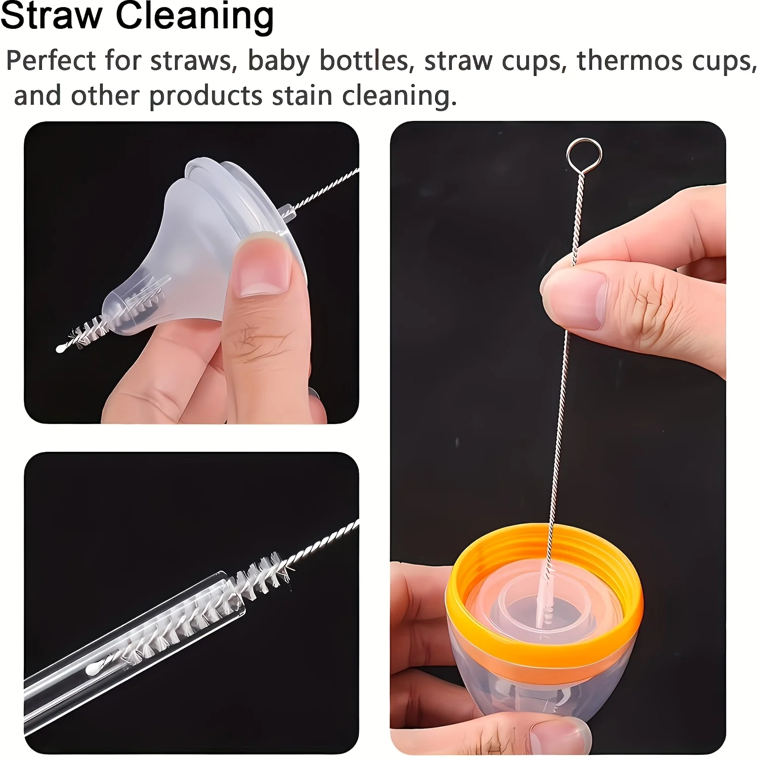 Premium Straw Cleaning Brush Set - Durable Stainless Steel Handles & Soft Bristles, Multi-Sized Spiral Brushes