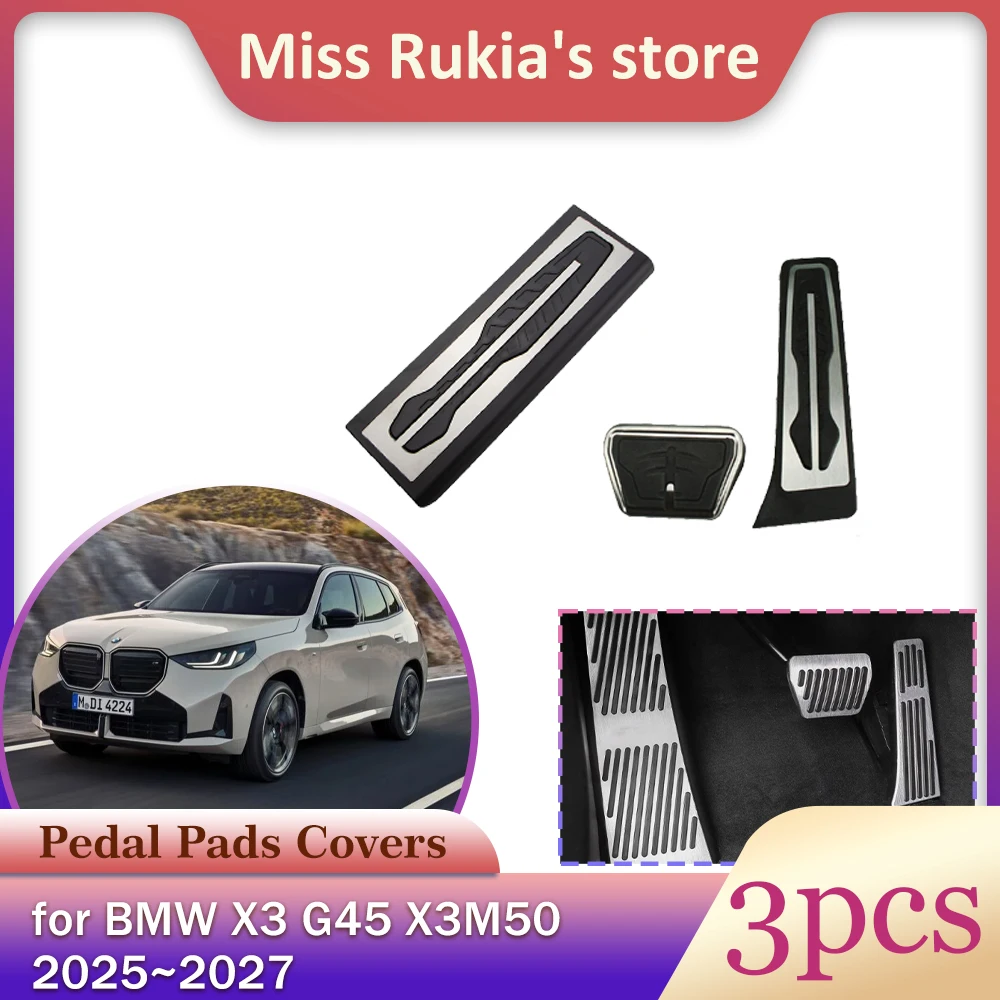 Car Gas Brake Pedal for BMW X3 G45 X3M50 2025~2027 2026 Rubber Anti-Slip Footrest No Drilling Pedals Cover Part Pad Accessories