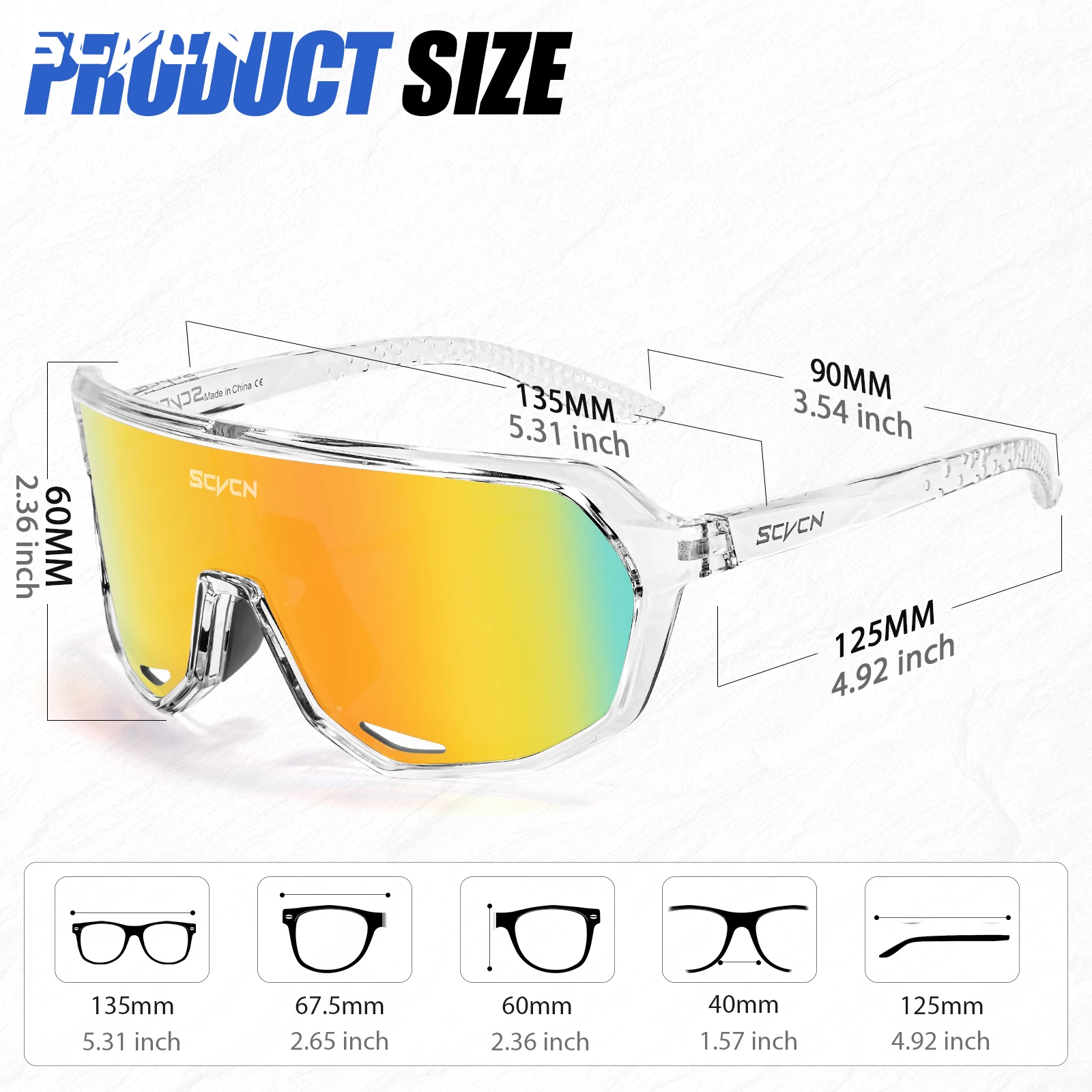 SCVCN Cycling Glasses Outdoor Sports Bicycle Sunglasses UV400 Running Eyewear Men MTB Cycling Sunglasses Road Bike Glasses