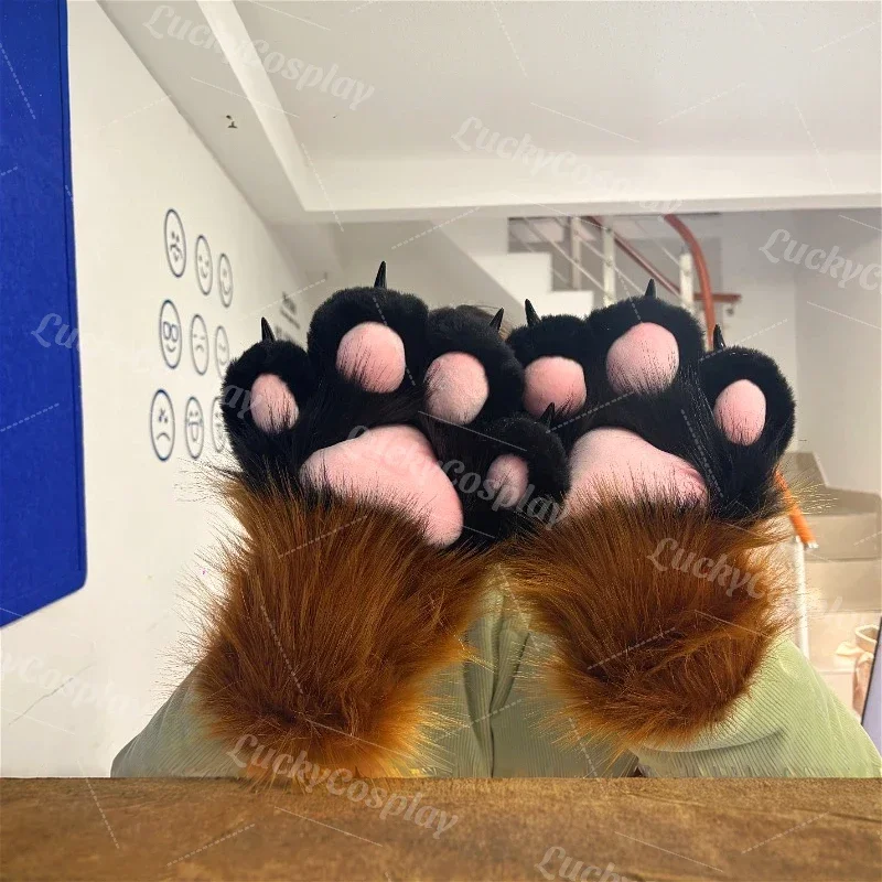 Furry Cat Squawk Paws Gloves Fursuit Cosplay Kigurumi Cartoon Plush Animal Nail Claws Full Finger Mittens Story Tell Original cosplay costumes cosplay gloves