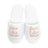 Spanish Letters "novia" & "dama de honor" Embroidery Cozy Slippers Home Indoor Flats For Bride & Bridesmaids, Wedding Party - Image 3
