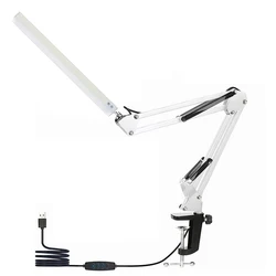 Sleek Dimmable LED Desk Lamp with Clamp and Adjustable Brightness (WHITE)