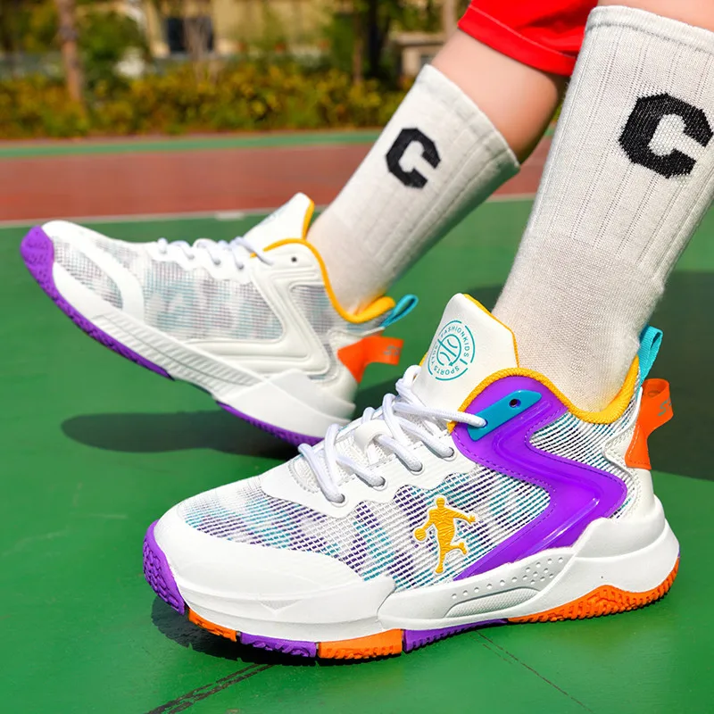 Brand Fashion Printed Children\'s Basketball Shoes Size 31-40 Professional Sneakers Basket Child Platform Sports Shoes Teenagers