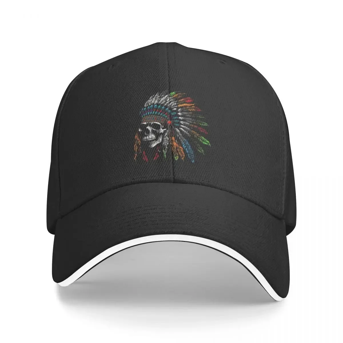 

Skull with Indian Headdress Baseball Cap Hat Beach Bobble Hat Golf Hat Women Hats Men's