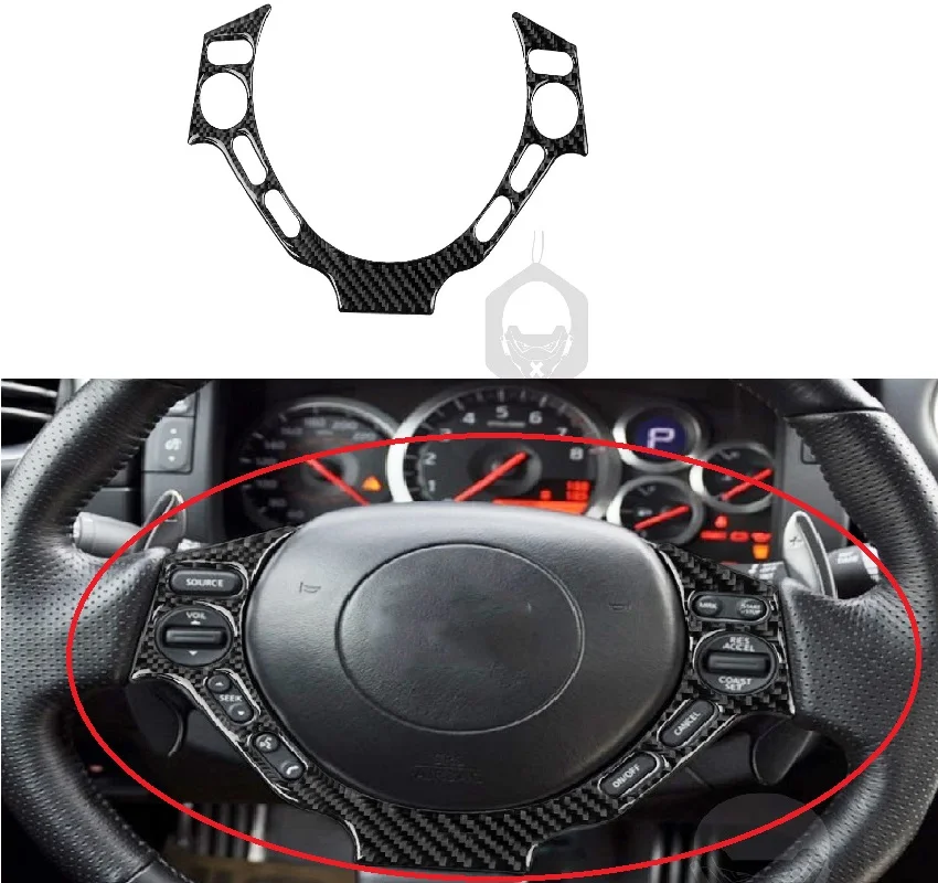 For Nissan GTR R35 2009-2015 Car Steering Wheel Button Cover Trim Decoration Frame Carbon Fiber Interior Accessories
