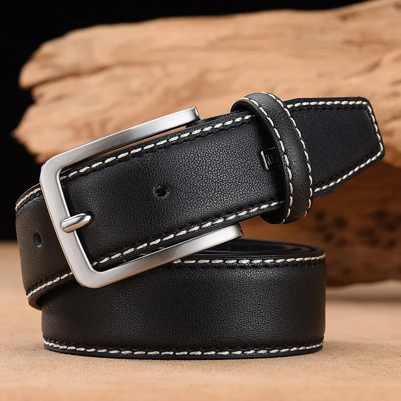 blue leather belt Men's Leather High Quality Classic Belt Alloy Pin Buckle Men's Matching Jeans Business Cowhide Belt Black Color Dark Brown Color cheap designer belts Belts