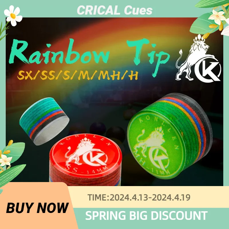 KONLLEN-Cue Tip Billiards Rainbow Tips with Clear, 11mm, 14mm, 9 Multiple Layers, Snooker Accessories