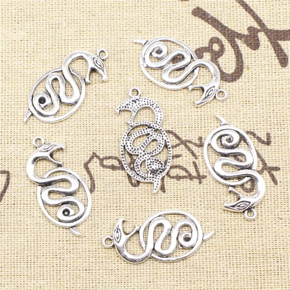

Beautiful Jewelry Handmade Kids Charms Snake Antique Silver Color Woman Pendant 16x35mm 5pcs