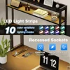 59" Reversible L-Shaped Gaming Desk with Power Outlets & LED Lights, Storage Drawer & Keyboard Tray, Computer Desk with Hutch 2
