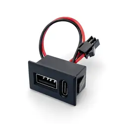 Dual - Layer USB Charging Socket with Type - C Connector and USB Female Base (1pc)