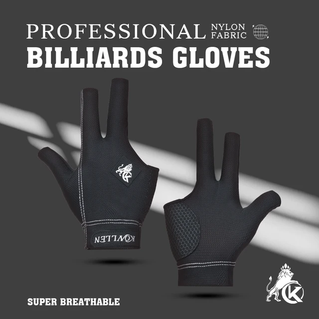 KONLLEN 3-finger billiards gloves pool gloves left and right-hand durable double-stitched snooker cue professional gloves 1