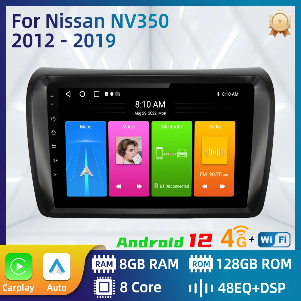Автомагнитола на Android для Nissan NV350 2012-2019, автомагнитола 2 Din, мультимедиа, FM, RDS, Wi-Fi, GPS-навигация, Автомагнитола для Carplay
