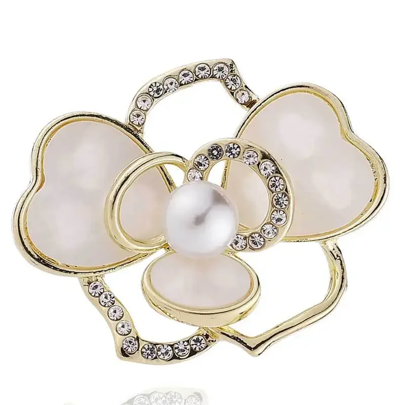 Shell Butterfly Small Lapel Pin Brooch - Copper & Pearl Elegant Accessory With Anti-Walk Clasp