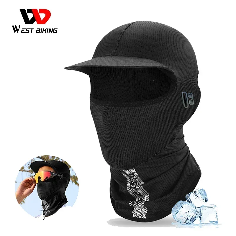 

WEST BIKING Summer Balaclava For Men Cycling Caps With Visor Full Face UV Protection Mesh Mask Reflective Cooling Sport Gear