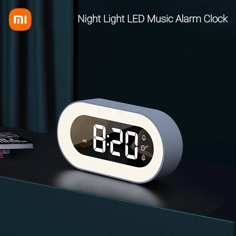 New-Xiaomi-Music-LED-Digital-Alarm-Clock-Voice-Control-Night-Light ...